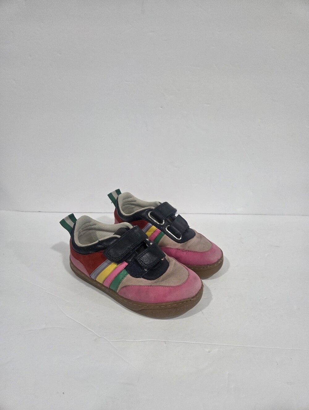 Mini Boden Kids Pink Multi-Stripe Casual Sneakers with Velcro Sz.25